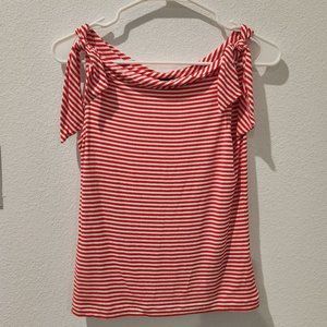 Vintage Y2K Banana Republic Size S Red and White Striped Shoulder Tie Top